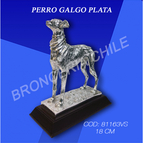 TROFEO DE RESINA 81163VS PERRO GALGO PLATEADO