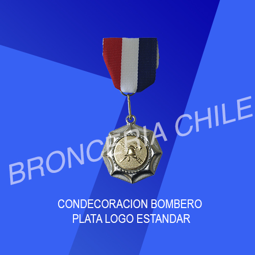 Medalla Condecoración Bombero Plateado Logo Estándar
