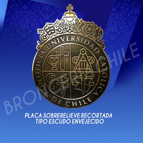 Placa sobre relieve recortada tipo escudo envejecido